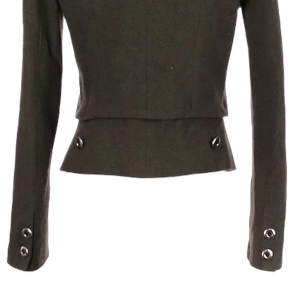 Plastic Island Peacoat Military Green Double Breasted Wool Coat Size S - Picture 5 of 11